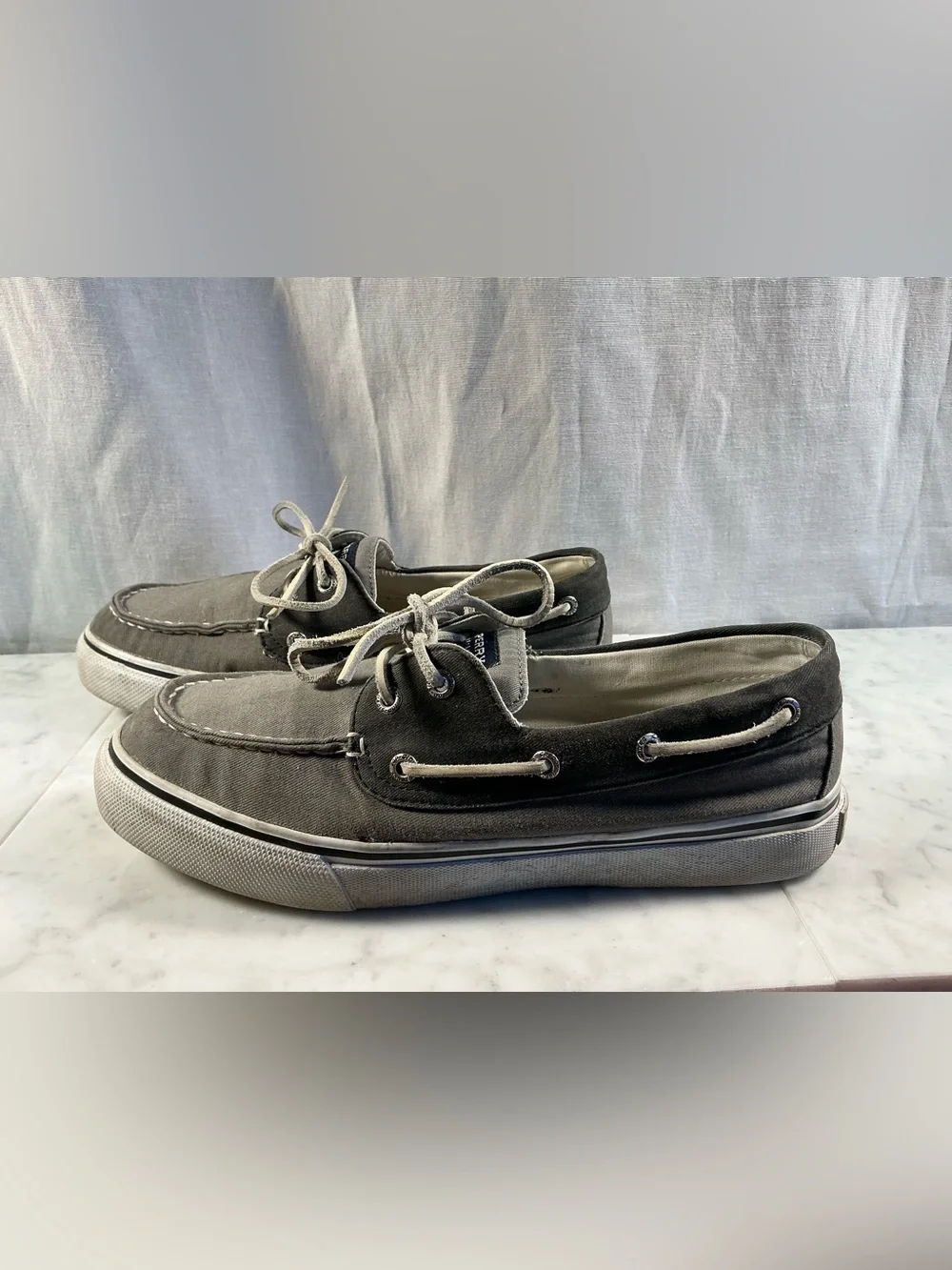 Boat shoes - Sperry Topsider white sole grey canvas *Excellent